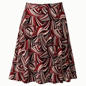 New York & Company Womens Sz S A-Line Skirt Red Black White Abstract Knee Length